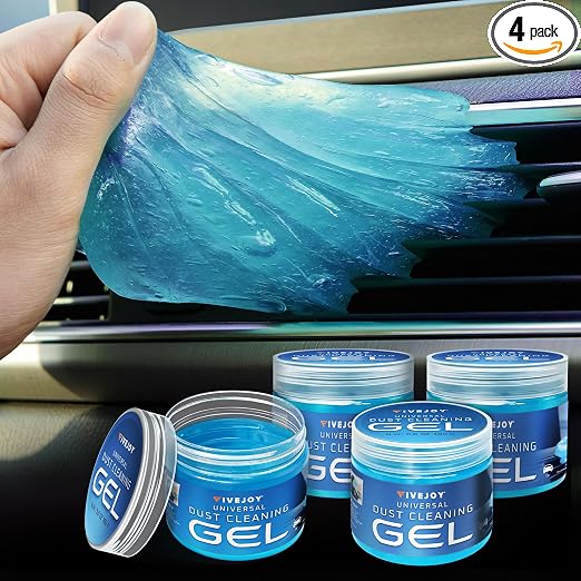 FiveJoy Universal Car Cleaning Gel Detailing Putty, Car Goop Cleaner Car Interior Cleaner Putty, (Blue, 4Pack (22.4oz)),