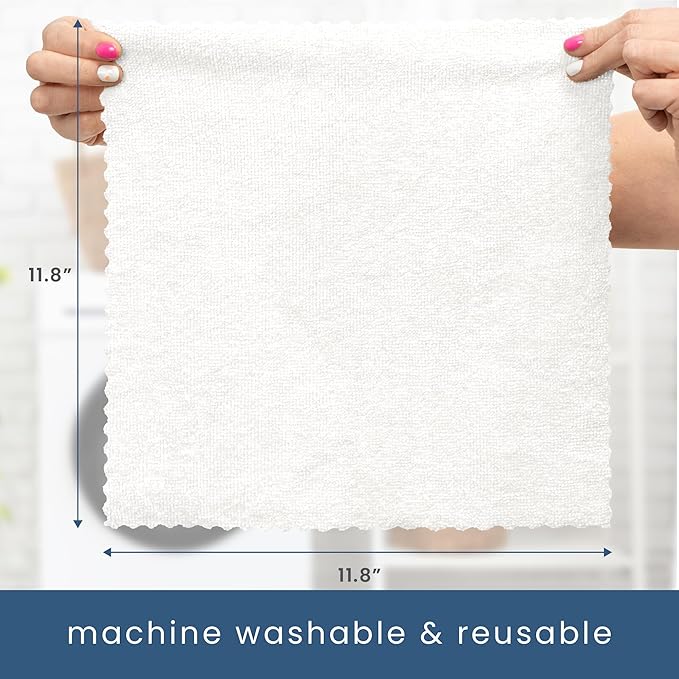 S&T INC. Microfiber Cleaning Cloths with Box, Two 50pk Boxes, Bulk Towels for Home, Reusable Microfiber Towels for Cars, Cleaning Rags, White, 190gsm, 11.8 Inches x 11.8 Inches