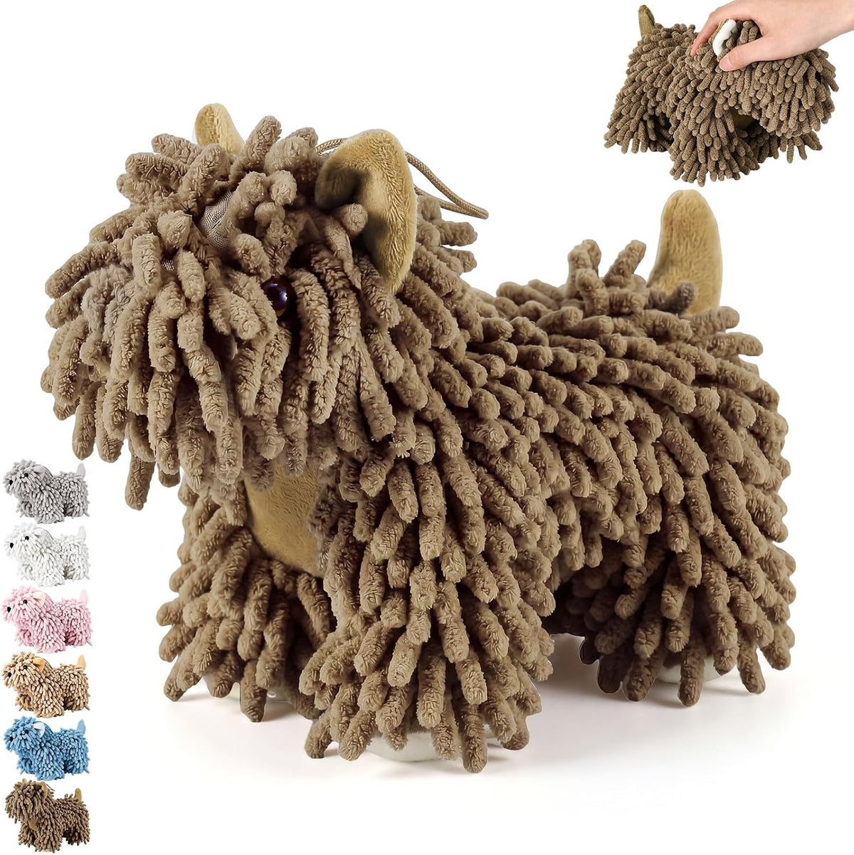 1 Pcs Chenille Dog Towel, Dark Brown, Standing Dog