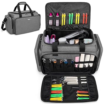 BAFASO Large Capacity Hairdresser Bag with Adjustable Dividers, Gray
