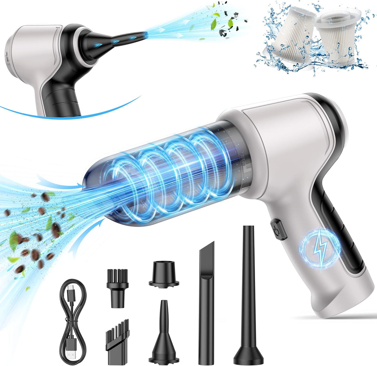 Car Vacuum Cleaner Cordless Rechargeable, Portable Vacuum for Kitchen