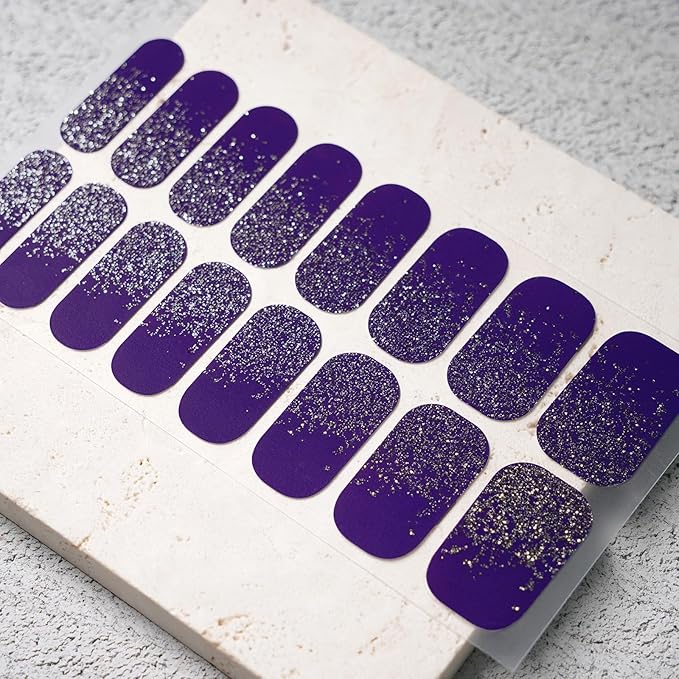 Nail Polish Strips, 32PCS Salon Quality Wraps, Long Lasting Gel Nail Stickers for Women Easy Apply& Remove (Midnight Galaxy Blue)