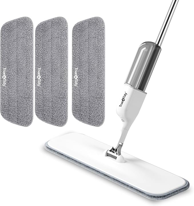 True & Tidy® 2pc Microfiber Mop Pad Refill for SPRAY-250 Multi-Surface Spray Mop with 490ml Refillable Water Bottle for Floor Cleaning