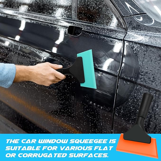 12 Pcs Small Squeegee 5 Inch Window Tint Silicone Squeegee Cleaning with Non Slip Handle Wiper Window Tinting Tools for Car Glass Mirror Shower Bathroom Auto (6 Colors)