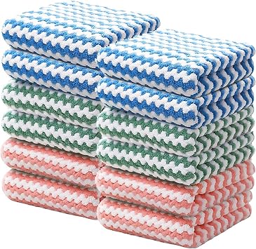 10 Pcs Microfiber Kitchen Dish Cloths Super Absorbent Coral Fleece Dishcloths Nonstick Oil Washable Dish Rags, Random Co