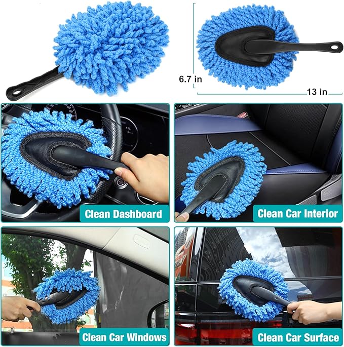 Luscinum Car Interior Duster Detailing Cleaning Gel Brushes Kit, Soft Dust Detail Crevice Brush Slime Putty Cleaner Accessories Tools for Dashboard,Air Vent,Panel,Leather