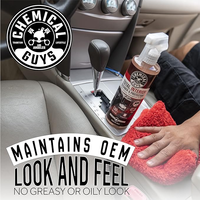 Chemical Guys Total Interior Cleaner & Protectant - Black Cherry, Car Cleaning Spray, Cleans and Protects Leather, Vinyl, Plastic, Rubber, and Glass, Safe for Trucks, SUVs, Jeeps, RVs & More - 16 oz