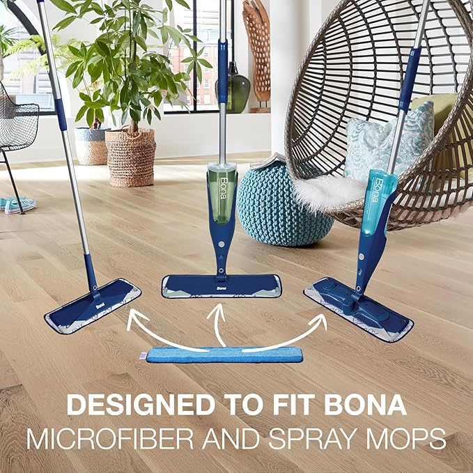 Bona Mop Microfiber Cleaning Pad for Hardwood & Hard Surface Floors - Value 3-Pack - For Use With Bona Mops - Dual Zone Cleaning