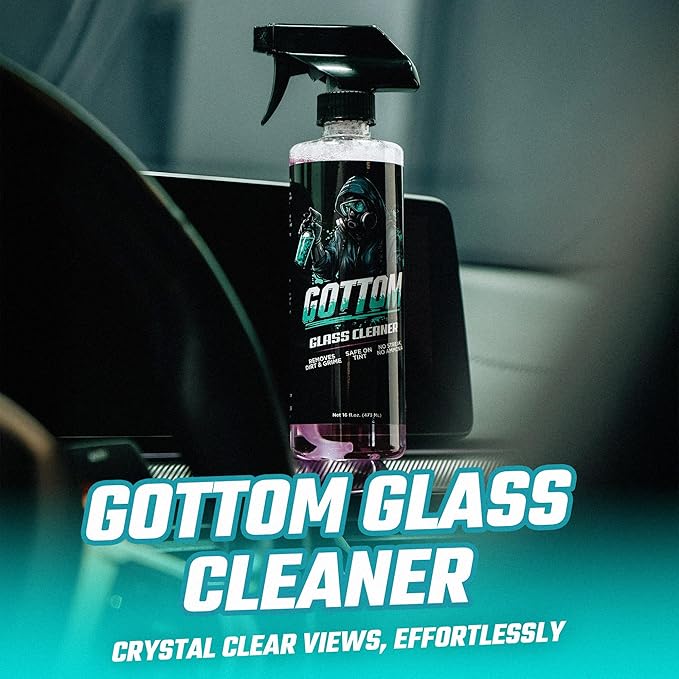 Gottom Glass Cleaner – 128oz, Ammonia Free, Streak-Free Window & Glass Cleaner, Safe on Tint – Perfect for Mirrors, Windows, & Glass Surfaces – Effective Dirt & Grime Remover