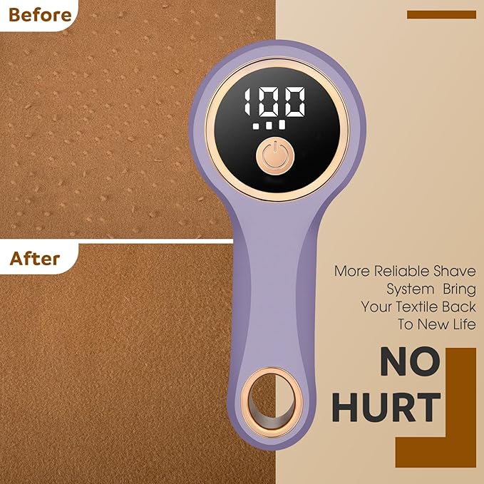 Rechargeable Fabric Shaver, Electric Lint Remover with Digital Display,Portable Sweater Defuzzer with 3 Speeds,6 Leaf Blades, Lint Shaver for Clothing,Furniture, Sofa,Sweater,Blanket…