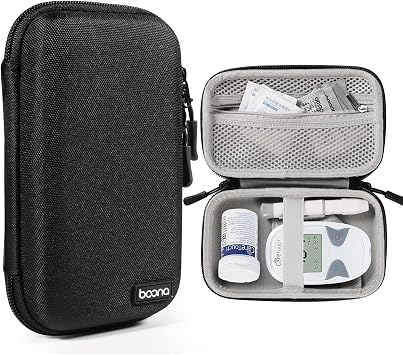 Diabetes Travel Case EVA Hard Shell Diabetic Supplies Bag Organizer for Blood Sugar Testing Kit, Glucose Monitor Kit wit