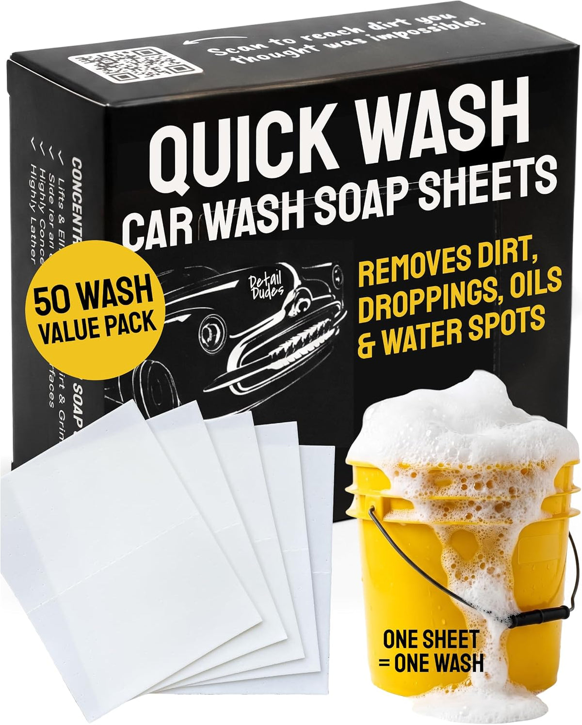 Quick Car Wash Soap Sheets 50-pc Value Pack, Car Shampoo