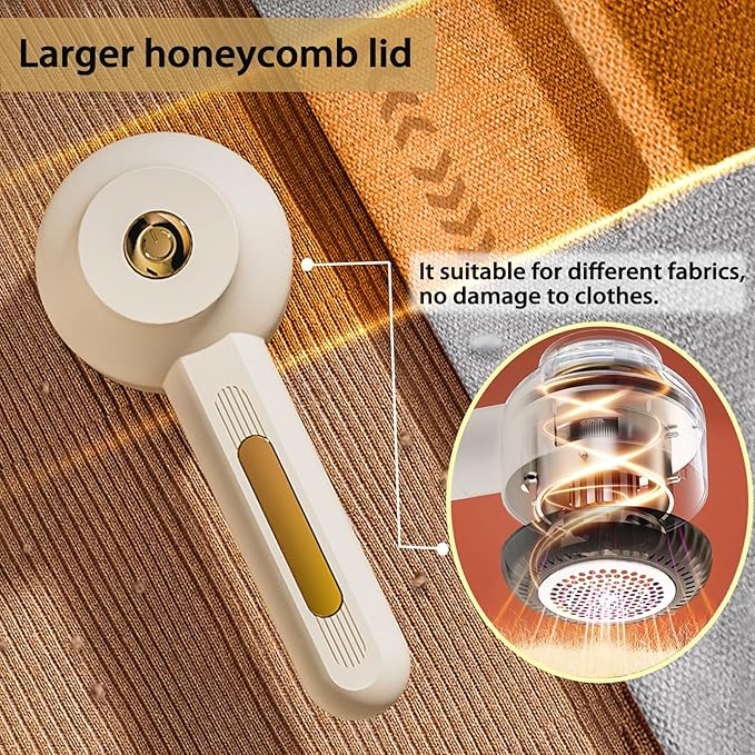 Electric Lint Removers,Rechargeable Fabric Shaver with 6 Leaf Blades Useful for Clothes, Furniture, Sofas, Blankets (Beige)