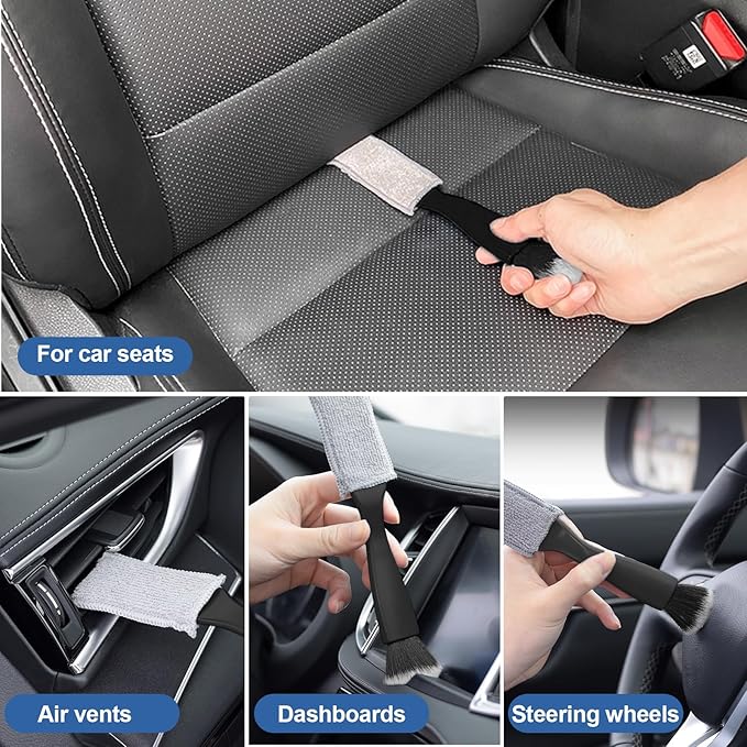 Car Interior Detail Dust Brush, 3PCS car Cleaning Brush, Soft Car Interior Detailing Kit Tools - Professional Auto Detailing Brushes for Car Interior, Air Vents, Computer, Keyboard