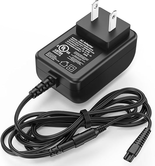 9V Scrubber Charger Fit for Homitt HM115C Electric Spin Scrubber, Power Cord AC Adapter for Homitt Cordless Bathroom Scrubber HM204C HM115CD HM115CG HM115CW Cleaning Brush, 2 Prong Charging Plug Cable
