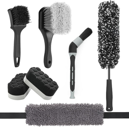 Fantasticlean 7PCS Wheel Tire Brush Kit for Car Detailing Cleaning