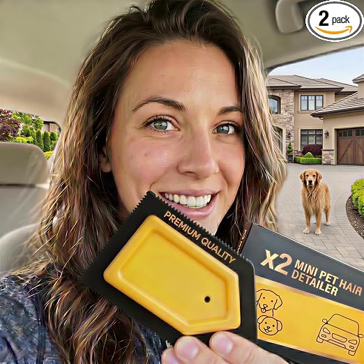 PACK of 2x Mini Pet Hair Detailer for Car Interior, Dog Hair Remover for Auto Detailing Supplies (Carpet,Seat...)