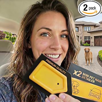 PACK of 2x Mini Pet Hair Detailer for Car Interior, Dog Hair Remover for Auto Detailing Supplies (Carpet,Seat...)