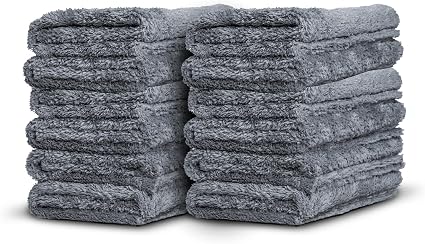 Adam's Borderless Grey Microfiber Towel (12pk) - Premium Ultra Soft Car Detailng Towel Cloths, 480gsm - Safe for Car Was