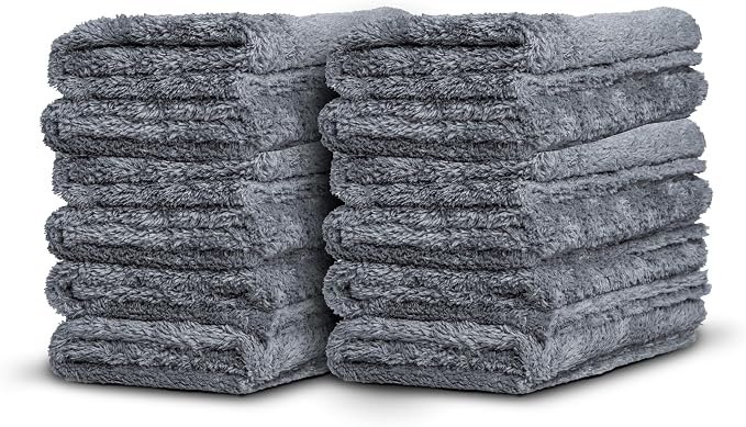 Adam's Borderless Grey Microfiber Towel (12pk) - Premium Ultra Soft Car Detailng Towel Cloths, 480gsm - Safe for Car Was