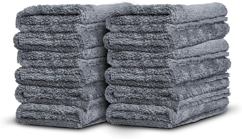 Adam's Borderless Grey Microfiber Towel (12pk) - Premium Ultra Soft Car Detailng Towel Cloths, 480gsm - Safe for Car Was