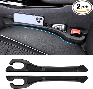 Car Seat Gap Filler 2PCS with Organizer, PU Car Gap Filler Universal Fit for Car SUV Truck, Seat Gap Filler Between Seat