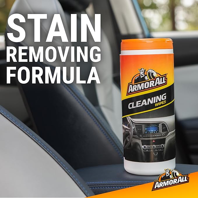 Armor All Interior Car Cleaning Wipes, Canister, Powerful Cleaning for Dashboards, Vinyl, Clear Plastics, Carpet and Fabric, 25 Count (Pack of 6)