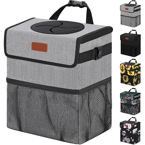 Vankor Car Trash Can with Lid Leak Proof Car Accessories for Women