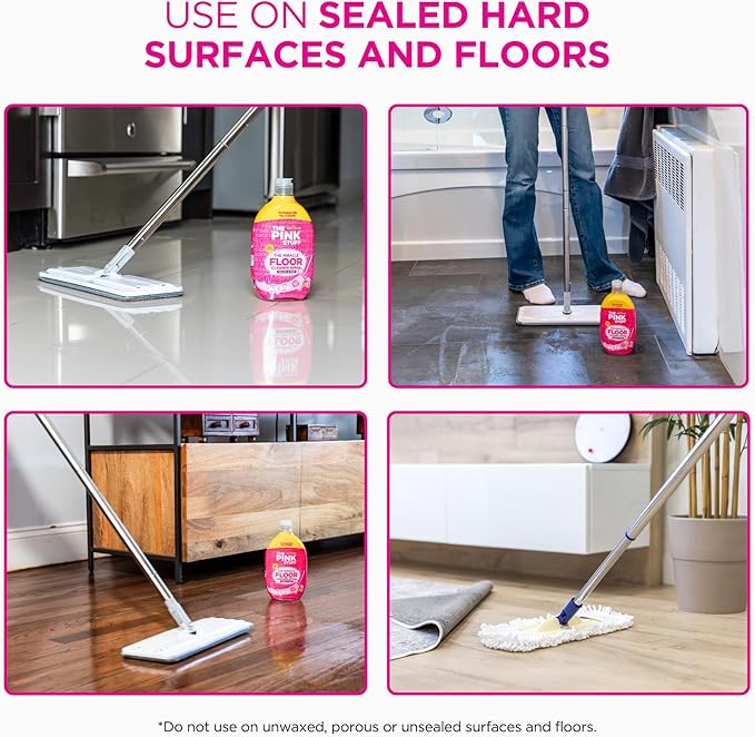 Stardrops The Pink Stuff The Miracle Floor Cleaner Spray – Squirt & Mop Formula for Sparkling Clean Floors – Fast Drying,Streak-Free Finish,Fresh Fragrance,25.3 fl oz,(Pack of 2)