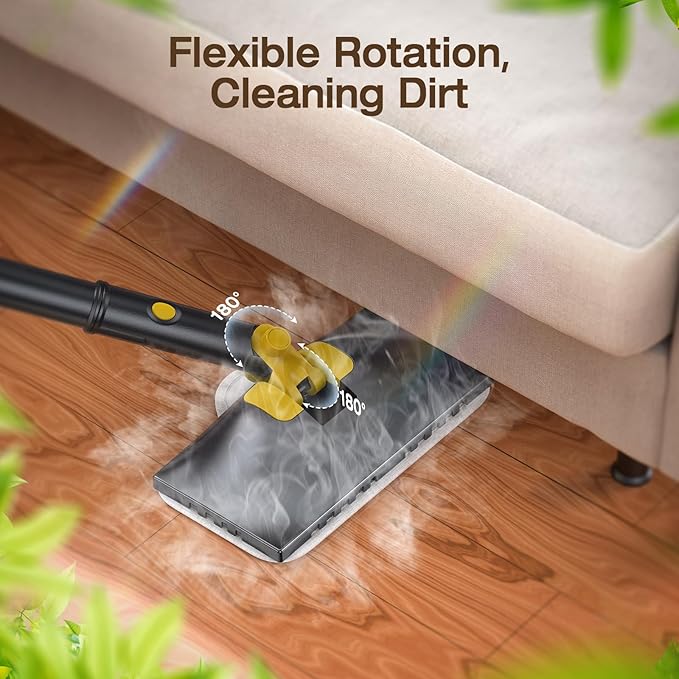 Steam Mop with Detachable Handheld Steam Cleaner, 10-in-1 Multi Accessories, Quick 10s Heat, 350ml and 2-Level Steamer for Cleaning Floor, Carpet, BBQ Grill, Tile, and Grout, Gray