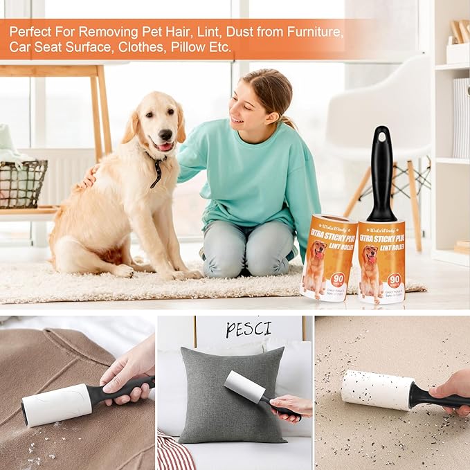 Extra Sticky Lint Roller, Mega Value Set 21 Pack for Pet Hair Removal, Lint Rollers for Pet Hair Extra Sticky, Dog & Cat Lint Remover for Clothes, Furniture, Carpet
