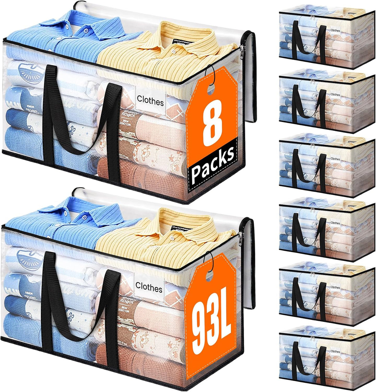 Moving Bags, Extra Large Heavy Duty Storage Bags, 93L, 8 Packs