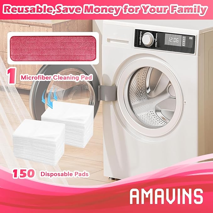 AmaVins 3 Pack Microfiber Cleaning Pads, Reusable Microfiber Mop Pads for 18 Inch Mop, Hardwood Floor Replacement Cleaning Mop Pads, Machine Washes