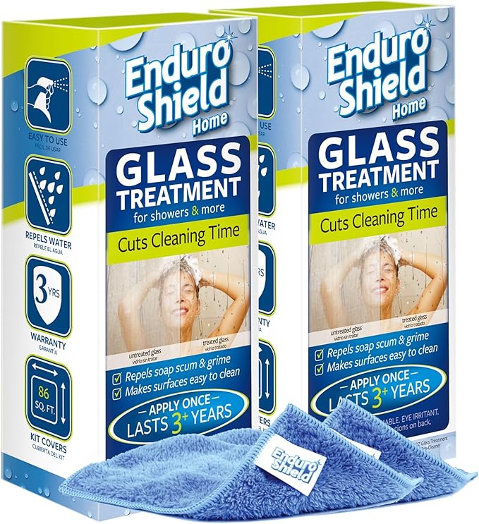 EnduroShield Glass Treatment Kit - Advanced Protection for Glass Surfaces - Repels Soap Scum, Grime & Dirt Without Harsh Chemicals - 8.4 fl oz