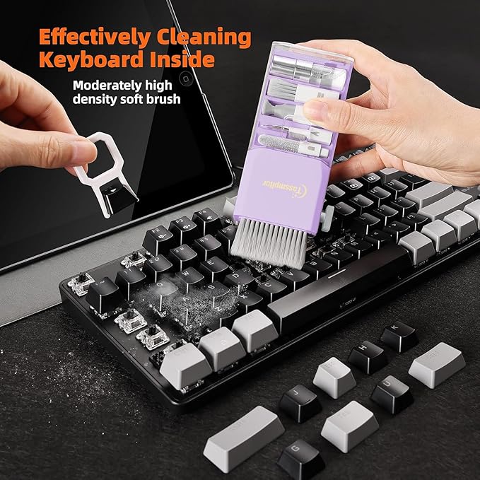 Tassmpitor Laptop Screen Keyboard Cleaner Kit, All in 1 Electronic Cleaning Tool for MacBook iPad iPhone Pro Cell Phone, Brush Tool for Tablet, Computer, PC Monitor,TV Camera Lens with Patent, Purple