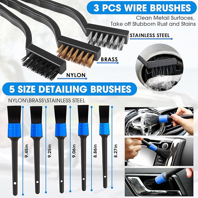 25PCS Car Cleaning Kit, Car Detailing Kit Interior with High Power Handheld Vacuum Cleaner, Windshield Cleaner, Cleaning Gel, Professional Auto Accessories for Men, Women