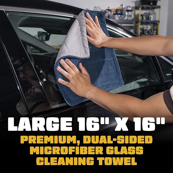 Chemical Guys Clean Stroke Dual-Sided Microfiber Glass Towels - 16 x 16 Premium Streak-Free Cloths for Cars, Trucks, SUVs - Scratch-Free, Lint-Free Detailing Towels for Clear Glass & Mirrors (2 Pack)
