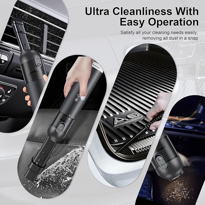 Cordless Handheld Car Vacuum Cleaner - 15000PA Portable Vacuum with LED Light & HEPA Filter, Blow & Suction 2 in 1 Small Hand Held Cleaner for Car Detailing, Pet Hair, Home, Office
