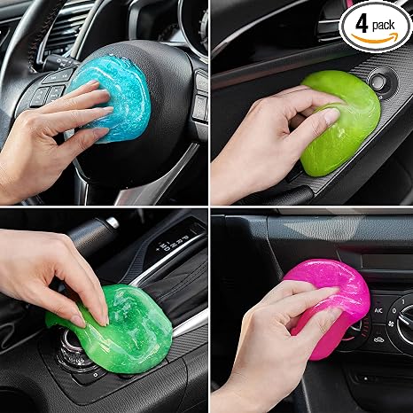 Car Cleaning Gels 4-Pack, Car Cleaning Putty Universal Auto Detailing Tools Car Interior Cleaner, Dust Cleaning Slime, C