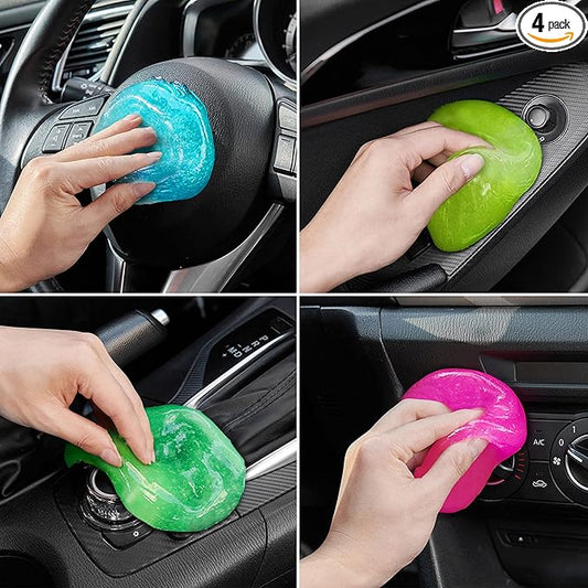 Car Cleaning Gels 4-Pack, Car Cleaning Putty Universal Auto Detailing Tools Car Interior Cleaner, Dust Cleaning Slime, Car Accessories for Car Vents & Keyboards, Clean Supplies– 320g (2.8oz/pcs)