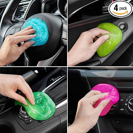 Car Cleaning Gels 4-Pack, Car Cleaning Putty Universal Auto Detailing Tools Car Interior Cleaner, Dust Cleaning Slime, C