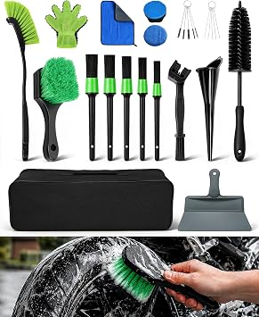 18 Pcs Motorcycle Cleaning Kit with Storage Bag, for Motorcycle Washing