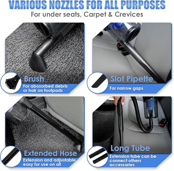 Car Cleaning Kit, Car Interior Detailing Kit with High Power Handheld Vacuum, Detailing Brush Set, Windshield Cleaner, Cleaning Gel, Complete Auto Accessories for Men, Women
