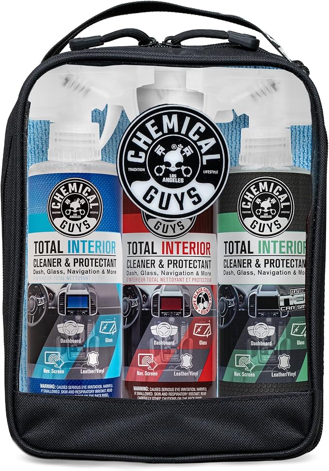 Chemical Guys Total Interior Cleaner Variety Kit With Storage Bag New Car And Black Cherry Scents Microfiber Towels Giftable Car Care Set