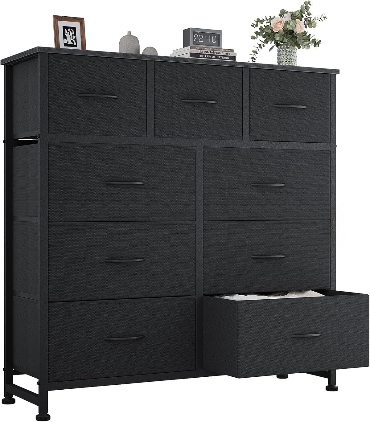 9 Drawer Black Dresser for Bedroom, Closet Organizer Storage Tower
