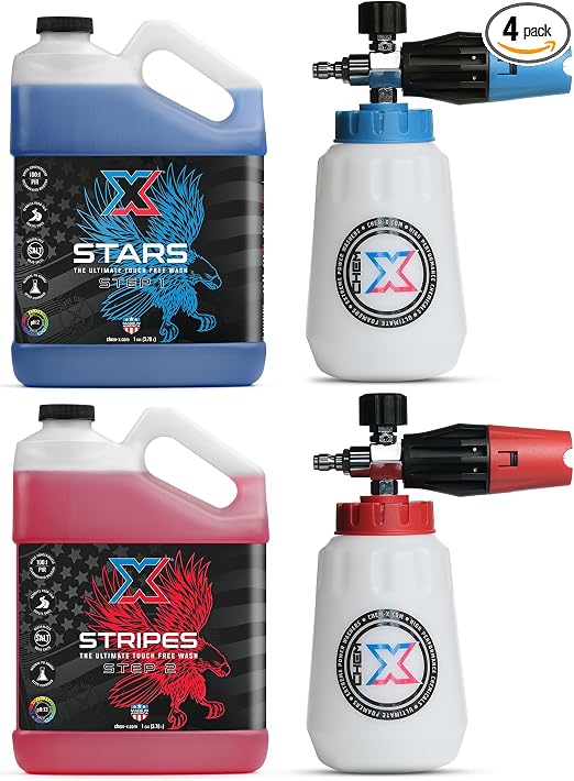 Chem-X Stars and Stripes: Ultimate Touch Free Vehicle Wash Chrome Cannon Kit (1g)