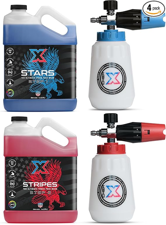 Chem-X Stars and Stripes: Ultimate Touch Free Vehicle Wash Chrome Cannon Kit (1g)