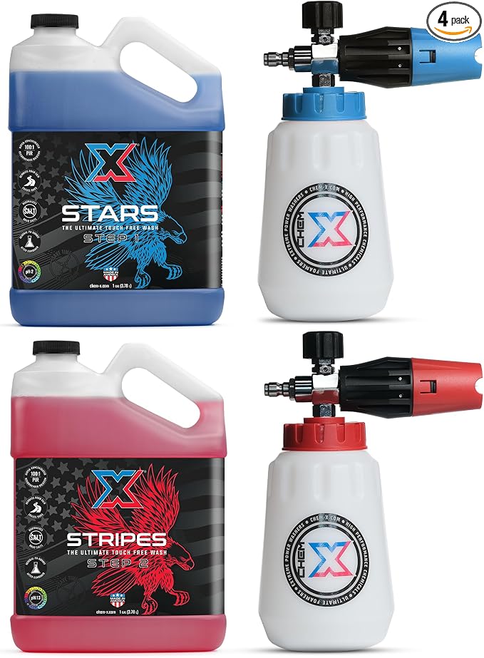 Chem-X Stars and Stripes: Ultimate Touch Free Vehicle Wash Chrome Cannon Kit (1g)