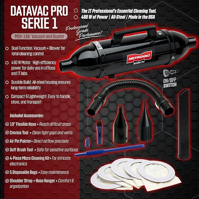 METROVAC Electric DataVac Pro Series | Model MDV-1BA | Computer Vacuum | Blower |Cleaner | Duster | Made in The USA