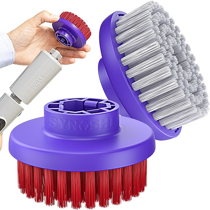 Synoshi PRO Round Brush Set (2 Units) for Electric Spin Scrubber Brush for Bathroom, Shower, Floor and Tiles. Electric Spin Scrubber Heads for Cleaning